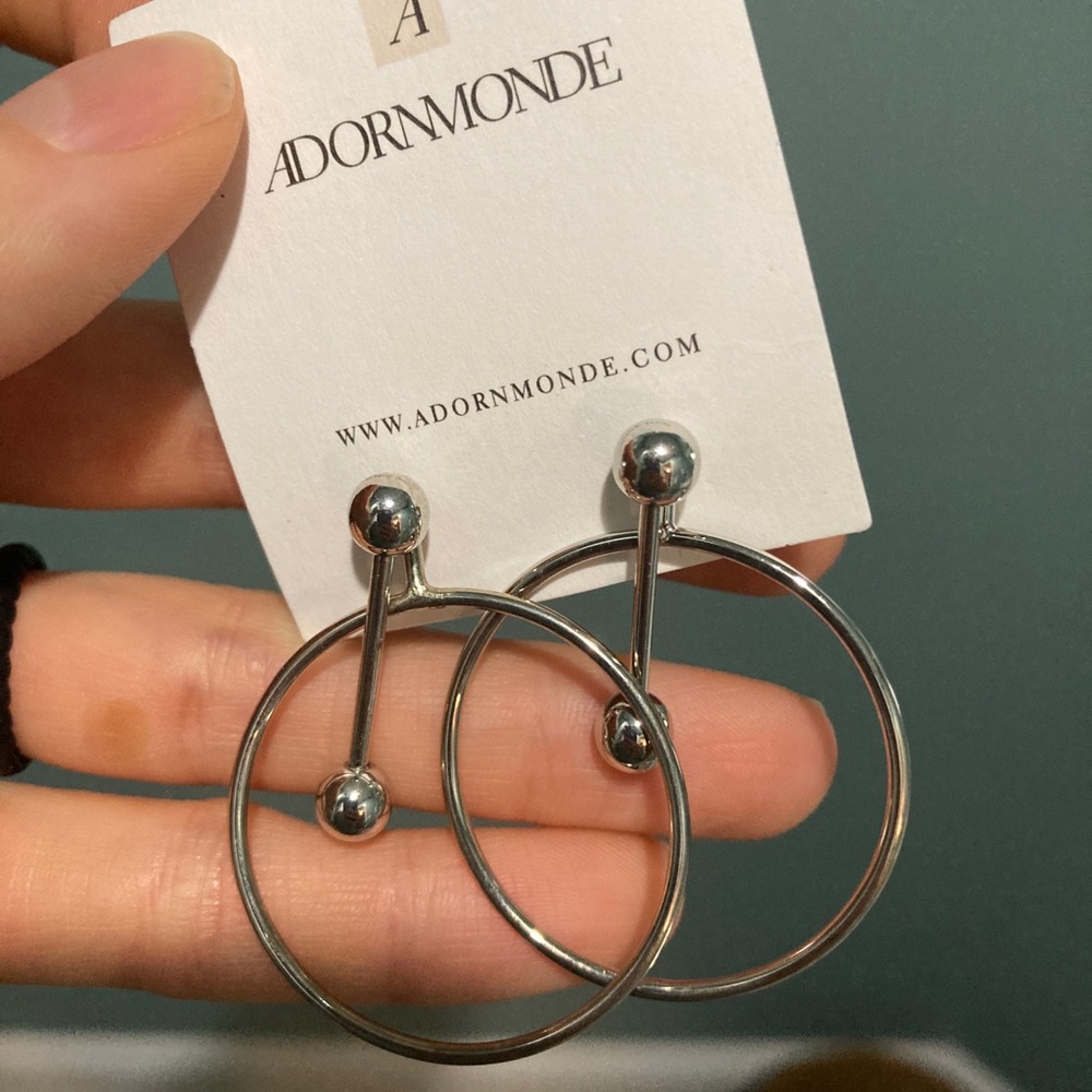Adornmonde Rhodium plated Silver hoop earings